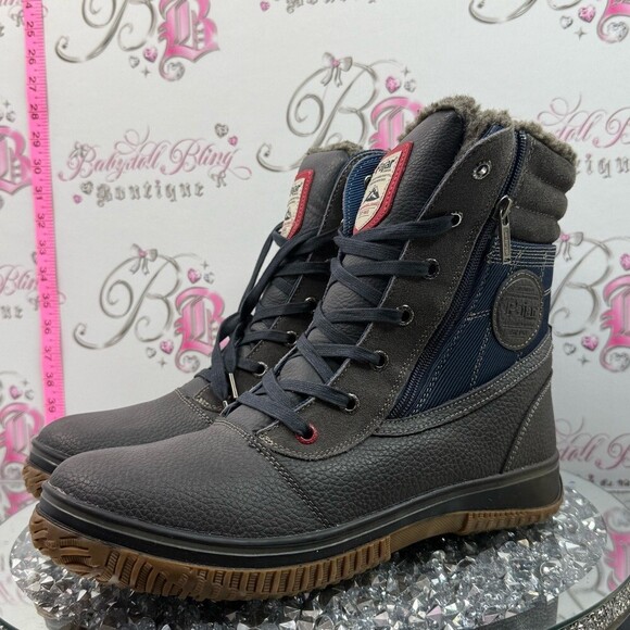 Pajar waterproof boots Navy and Charcoal Lace-Up Winter Boot with Brown Sole main image 14